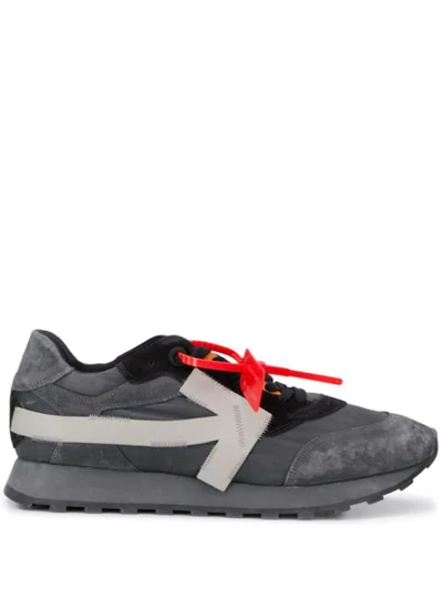 Off-white Arrow Runner Suede And Shell Trainers In Grey