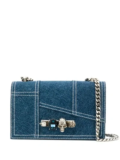 Alexander Mcqueen Jewelled Satchel In Blue