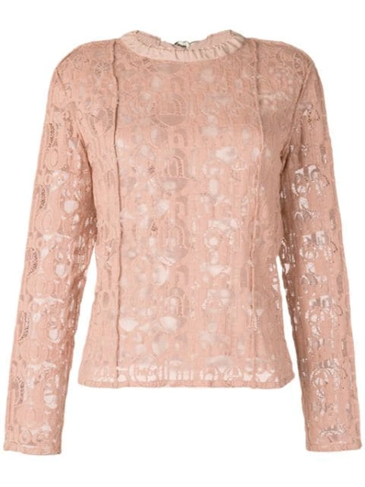Chloé Logo Embroidered Blouse In Nougat