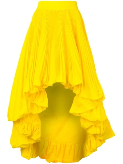 Alexandre Vauthier Faille High Waist Asymmetric Skirt In Yellow