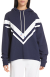 Tory Sport Tory Burch French Terry Chevron Hoodie In Tory Navy