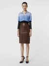 Burberry Long-sleeve Lambskin Detail Wool Polo Shirt In Blue