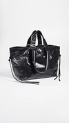 Isabel Marant Wardy Crinkled Patent-leather Tote In Black