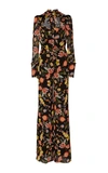 Alexis Imogene Tie-neck Floral-print Jersey Jumpsuit In Black Nouveau