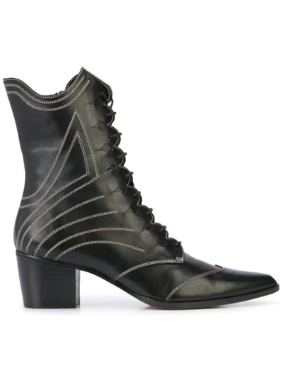 Tabitha Simmons Swing Lace-up Leather Ankle Boots In Black