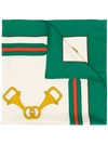 GUCCI GUCCI INTERLOCKING G STIRRUPS PRINT SCARF - 绿色