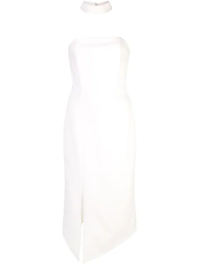 Alice And Olivia Alice + Olivia Sia Choker Detail Strapless Dress In Off White