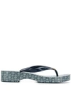 TORY BURCH TORY BURCH PRINTED CARVED WEDGE FLIP-FLOP - 蓝色