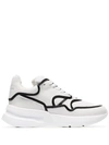 ALEXANDER MCQUEEN WHITE AND BLACK RUNNER LEATHER SNEAKERS
