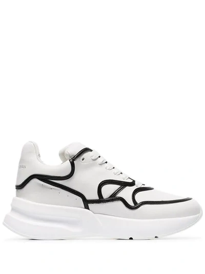 Alexander Mcqueen White And Black Runner Leather Trainers