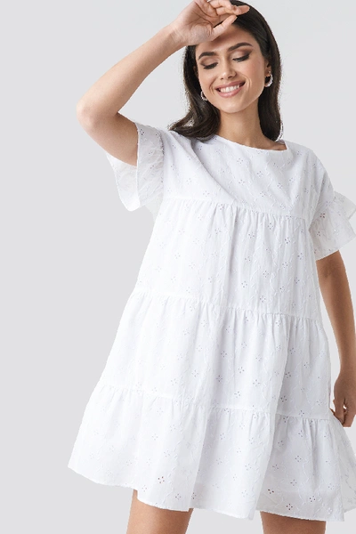 Na-kd Broiderie Anglais Mini Dress - White