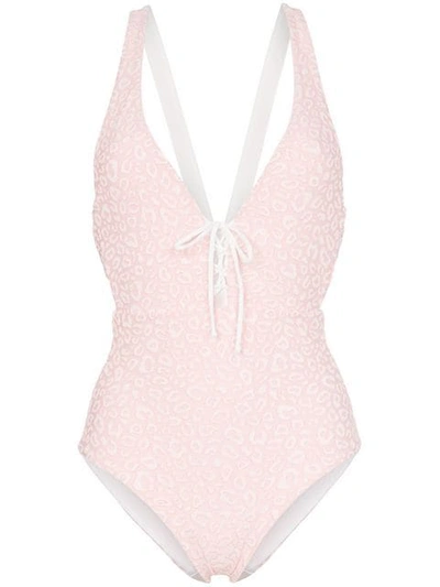 Onia Iona Leopard-jacquard Swimsuit In Pink