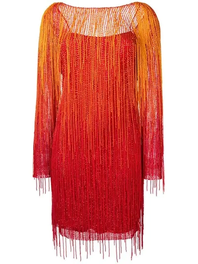 Alberta Ferretti Fringed Detail Dress - 橘色 In Orange