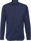 Prada Stretch-cotton Poplin Shirt In Blue