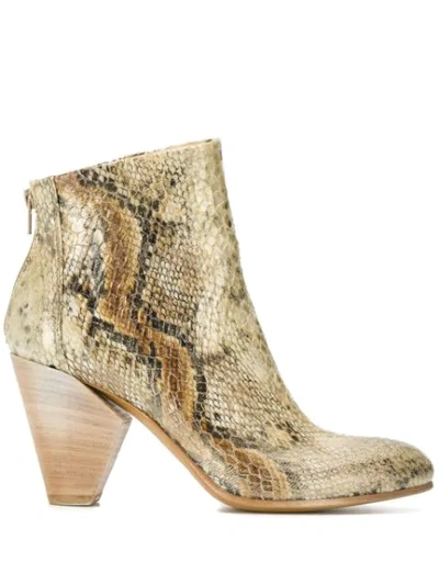 Strategia Snakeskin Effect Ankle Boots In Neutrals