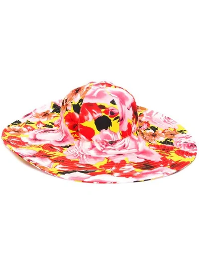 Msgm Floral Pattern Sun Hat In Pink