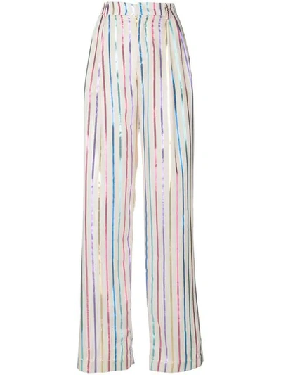 Attico Metallic Striped Trousers In Multicolor