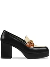 GUCCI LEATHER PLATFORM LOAFER WITH HORSEBIT