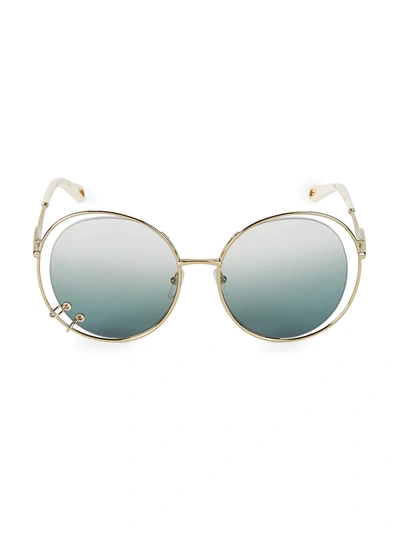 Chloé Women's Wendy Round Sunglasses, 59mm In Gold/petrol Gradinet