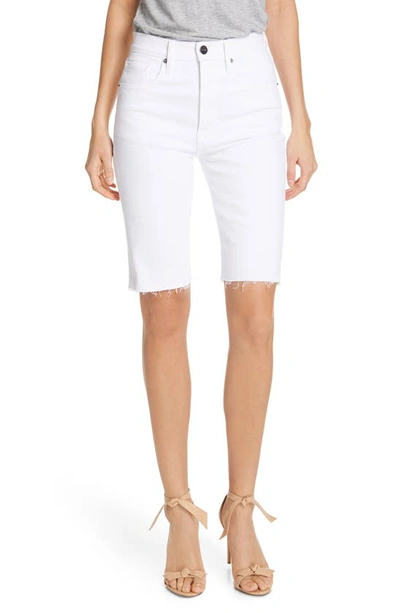 Frame Le Vintage High-rise Stretch Denim Bermuda Shorts In White