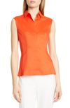 Hugo Boss Bashiva Stretch Poplin Blouse In Dark Marigold