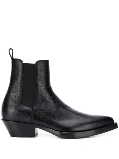 Givenchy Western Grained-leather Boots In Black