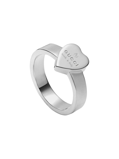 Gucci Trademark Sterling Silver Heart-shaped Ring