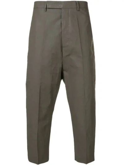 Rick Owens Drop-crotch Cropped Trousers - 灰色 In Grey