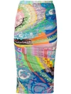 VERSACE MIXED PRINT PENCIL SKIRT