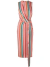 ALICE AND OLIVIA ALICE+OLIVIA STRIPED MIDI DRESS - 红色