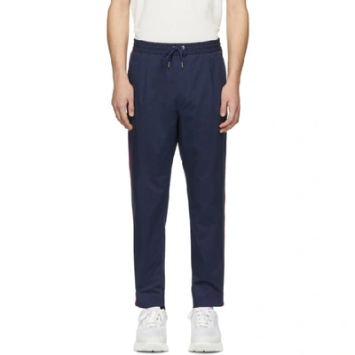 Moncler Navy Side Stripe Sportivo Trousers In Blue