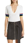 PROENZA SCHOULER PSWL STRIPE SLEEVE POLO TOP,WL1927208KC05910160