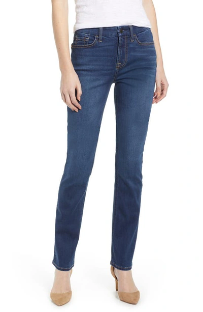 Jen7 By 7 For All Mankind High Rise Slim Straight Jeans In Classic Medium Blue In Classmedb