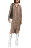 ANINE BING PYTHON PRINT LONG SLEEVE SILK SHIRTDRESS,AB20-078-36