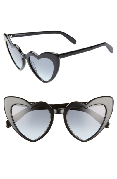 Saint Laurent Women's Lou Lou Mirrored Heart Sunglasses, 55mm In Black