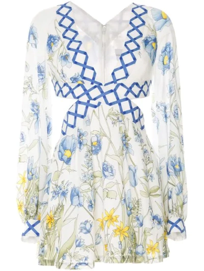 Alice Mccall Floral Print Cut Out Dress In White