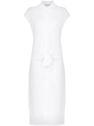 A_plan_application Belted Linen Shirt Dress - 白色 In White