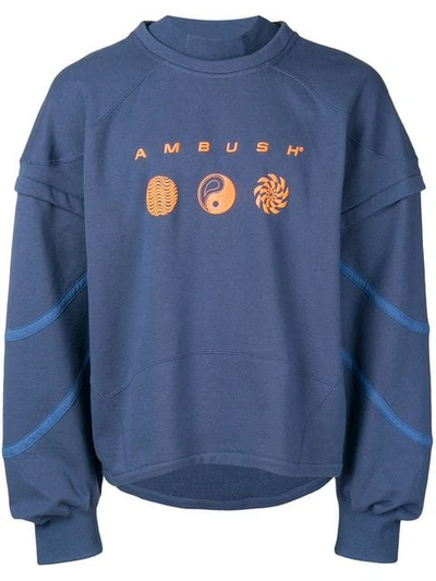 Ambush Logo Layered Sweatshirt In Blue