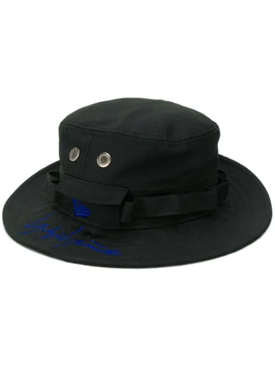 Yohji Yamamoto 黑色羊毛签名徽标水桶帽 In Black