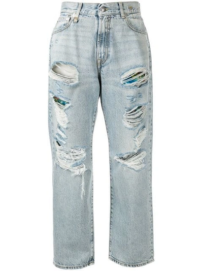 R13 Milton Distressed Boyfriend Jeans In Blue