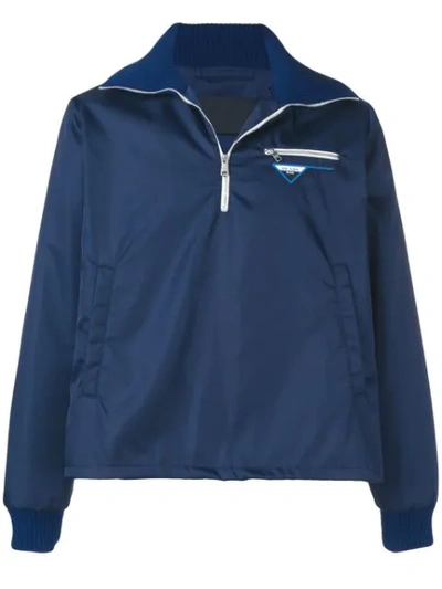 Prada Half Zipped Lightweight Sweatshirt - 蓝色 In Blue