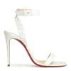 CHRISTIAN LOUBOUTIN JONATINA 100 PVC AND WHITE LEATHER SANDALS,CL14532S