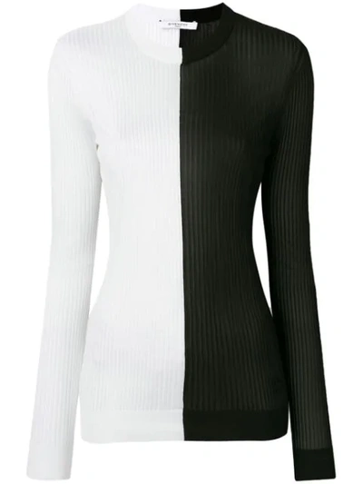 Givenchy Two-tone Ribbed-knit Jumper In Black & White