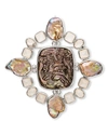 STEPHEN DWECK HAND-CARVED MOTHER-OF-PEARL QUARTZ KESHI PEARL BROOCH,PROD221010052