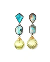 K BRUNINI MISMATCHED OPAL & LIME QUARTZ DROP EARRINGS,PROD220030311