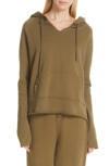 Nili Lotan Janie Distressed Cotton-jersey Hoodie In Army Green