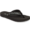 Minnetonka Hedy Flip Flop Women's Shoes In Black/ White Stripe