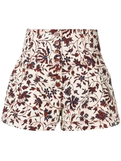 Ulla Johnson Floral Fitted Shorts In White