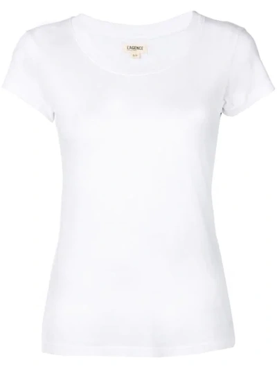 L Agence Cory Scoop Neck Tee In White