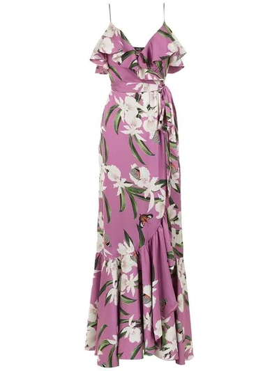 PATBO ORCHID-PRINT WRAP DRESS 